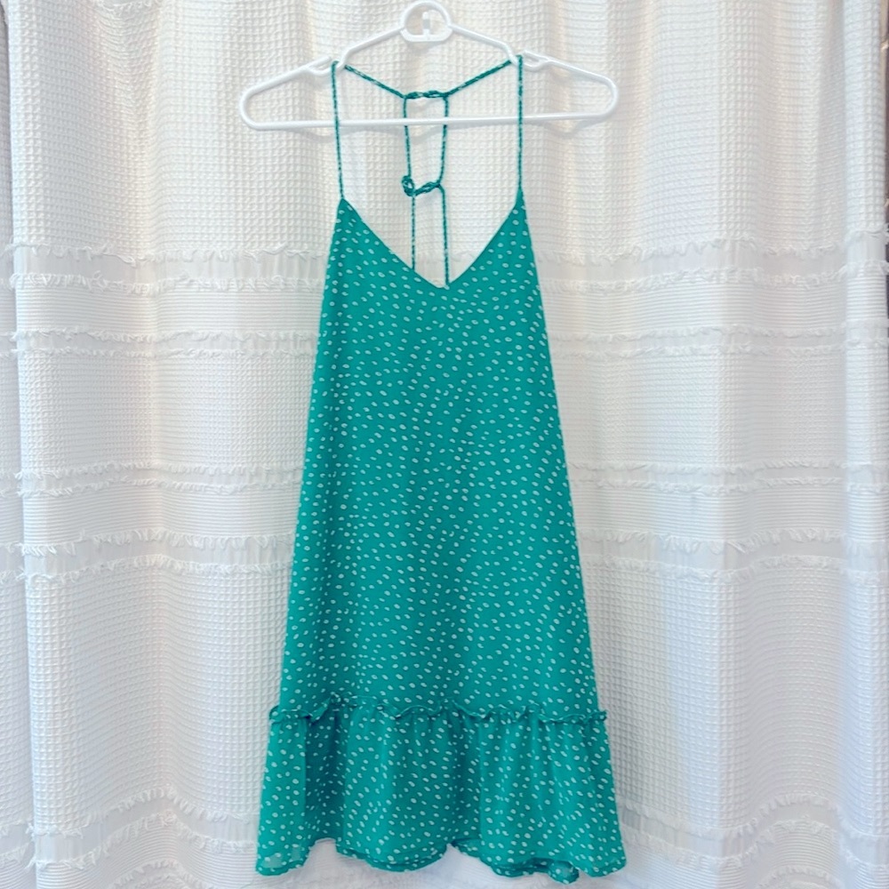 Teal dot mini dress